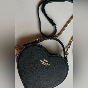 Coach Black Heart Mini Crossbody with Gold Chain